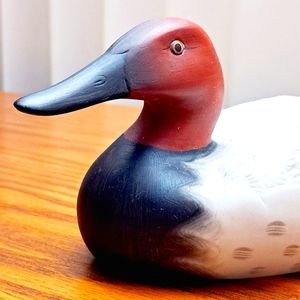 Vtg Ceramic Canvasback Duck Hand Painted Figurine Curio Wildlife Cabin Lake 9x4"